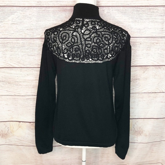ISOA & CO Black 100% Wool Crocet Sweater Size M - Picture 5 of 10